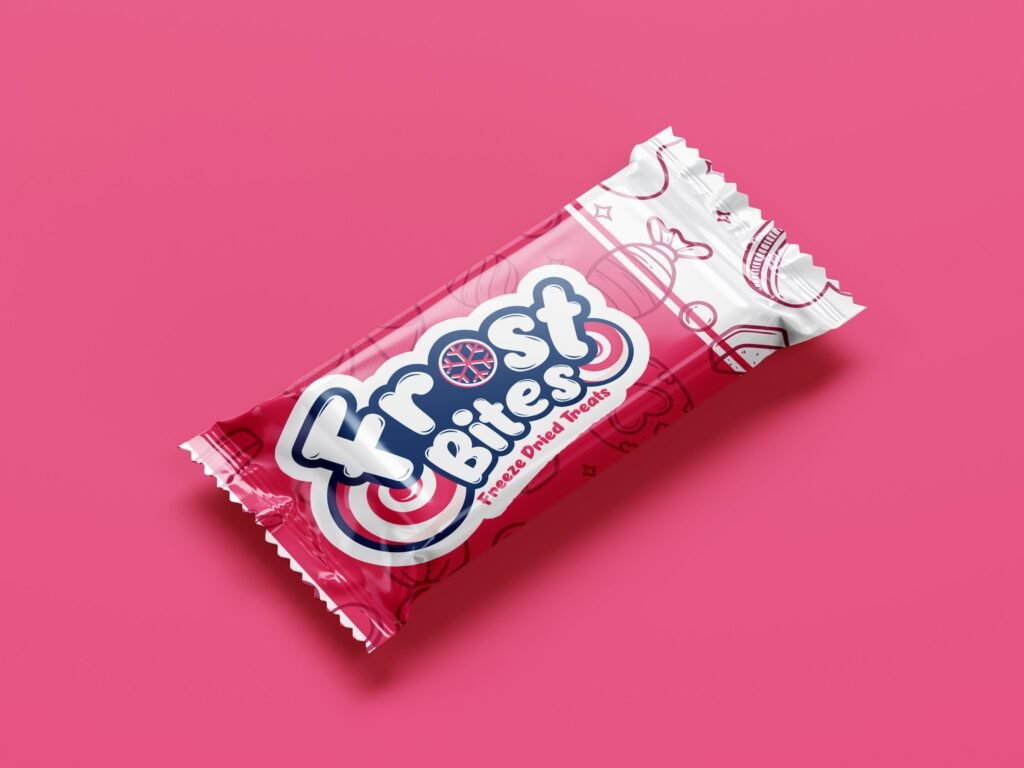 alt="Frost Bite Candy Company Full Brand identity with bold fold and candy color"